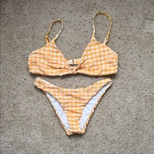 Gianni Bini Yellow and White Gingham Bikini set